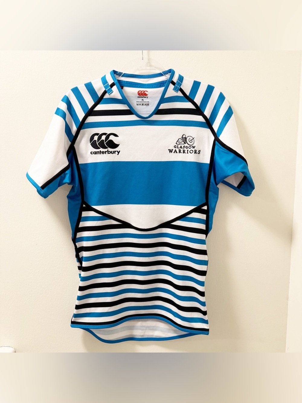 Canterbury Glasgow Warriors Rugby Jersey Blue & White Striped  - Size XL